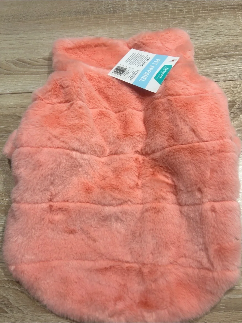 Fuzzy Coral Pink Pet Jacket - Snap Front Faux Fur med. nwts